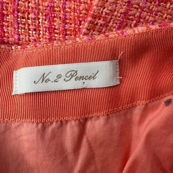 J. Crew No. 2 Pencil Skirt Tweed Orange Knee Length Career Academia Size 12 - Picture 5 of 8